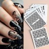 30 Sheets Black Lace Nail Stickers for Nail Art 3D