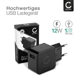 CELLONIC® 2.4A USB Ladegerät für Smartphone Tablet Kamera Mp3 GPS - Ladeadapter mit USB Anschluss Stecker - Strom Adapter: Ladestecker Steckdose - Lader Netzstecker Netzteil Fast Charger