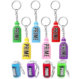 DALAETUS 10 Pcs Prime Drink Bottle Keyring Set, Mini Drink Bottle Keychain for Bags, Wingmirrors, Keysets, Silica Cans Beverage Drink Keyring for Men, Women, Children Gift