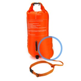 NuCamper Swim Buoy for Open Water Swimmers with Adjustable Waist Belt, Waterproof Dry Bag, Swim Bubble for Safty Swimming, Training Snorkeling, Kayaking, Diving, Boating, Large Capacity 28L