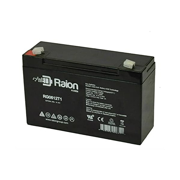 Raion Power RG0612T1 6V 12Ah Replacement AGM Battery for Long