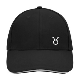 huuraa Cappy Hat Taurus Zodiac Sign Gift Unisex Cap Taurus Gift Idea, Black/Light Grey