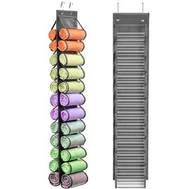 Shirt Organizer Leggings Storage Bag,Hanging Closet Organizer, Foldable Organizer Over The Door/Wall,Portable Closets Roll Holder with 24 Roll Compartments for Yoga Pants, Tank Top, Towel, T-Shirts