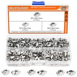 HELIFOUNER 240 Pieces 2020 Series T Nuts, M3 M4 M5 T Slot Nut Assortment Kit