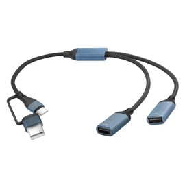 JSADZKJ USB A+C to USB Splitter Cable USB A/C 2 in 1 to 2 USB 2.0 Charging Cable USB A/C Male to 2 USB Female Data Cable 1 in 2 Out OTG Adapter Cable for Phone Laptop 35cm