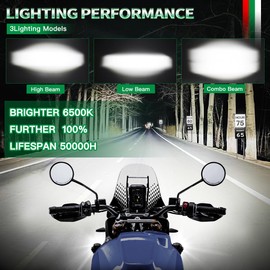 Nedriove Motorcycle Fog Lights, D7 Motorcycle LED Fog Lights Kit Auxiliary Driving Lights 6500K White with Switch Wiring Harness for Motorcycle E-Bike ATV UTV Trike