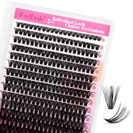 FADLASH Lash Clusters Kit 40D Lash Extensions 8-20mm Individual Lashes Eyelash Clusters with Bond and Seal Lash Glue and Lash Tweezers DIY at Home (Kit, 40D-07C-8-20mm)