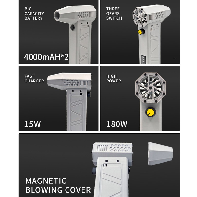 Handheld Jet Fan 140,000RPM Duct Fan 64m/s Wind Speed Brushless