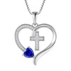 PYNZY 925 Sterling Silver Cross Pendant for Women, Heart Necklace