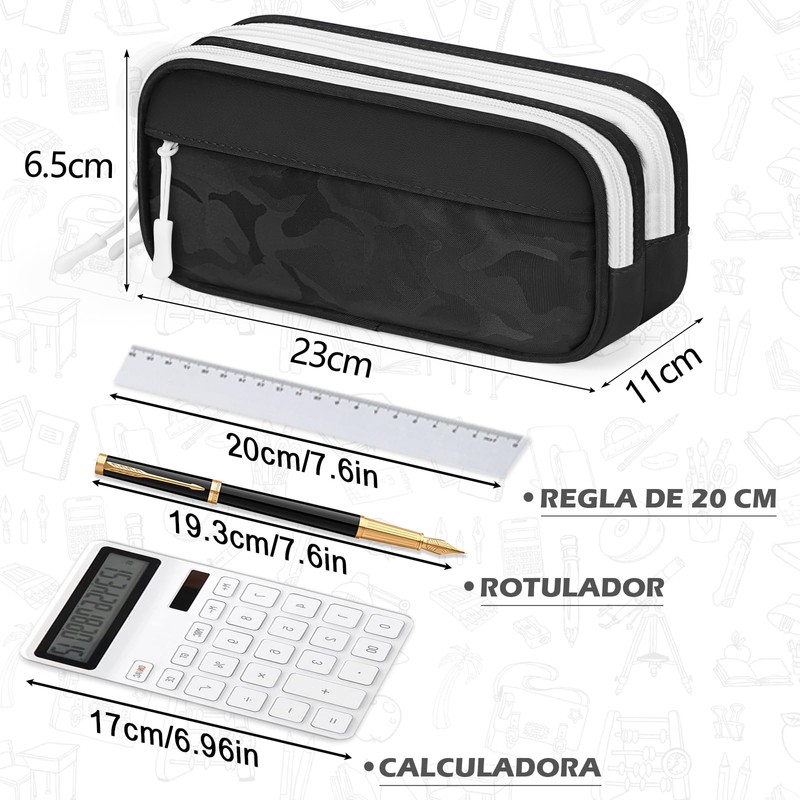 KTMOUW Estuche para Lapices Gran Capacidad con 3 Compartimentos con