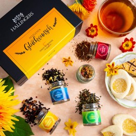 Hallingers Herzlichen Glückwunsch - 5 Types Tea Gift Set for Congratulations, Vegan & Gluten-Free in Screw Jars (Set) - Fill Advent Calendar Novelties & Advent Calendar | Birthday Congratulations