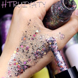 Festival Glitter Face Hair Body Glitter Gel, Mermaid Sequins Face Glitter Gel for Carnival Masquerade Glitter Make-Up Black