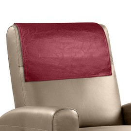 NZDWZDN Headrest Cover for Recliner Chair Recliner Headrest Protector Faux Leather Headrest Cover Chair Couch Headrest Covers for Furniture Sofa Protector for Home Office 17x27In(Wine Red)