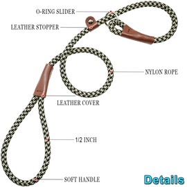 YUCFOREN 3FT Slip Lead Dog Training Leash, No Pull Dog Leash for Medium Large Dogs, 1/2 Inch Durability Nylon Rope Slip Lead (3FT * 1/2", Khaki)