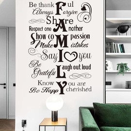 Runtoo Family Saying Wall Art Stickers Inspirational Quotes Wall Decals Living Room Bedroom Home Decor, Black Family Quotes