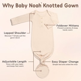 Infant Newborn Baby Knotted Gown, Sleepwear Romper Newborn Essentials Outfits Perfect for Newborn Boys and Girls Photography
