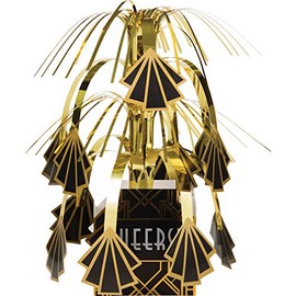 Creative Converting Centerpiece, 9" x 10", Black and Gold