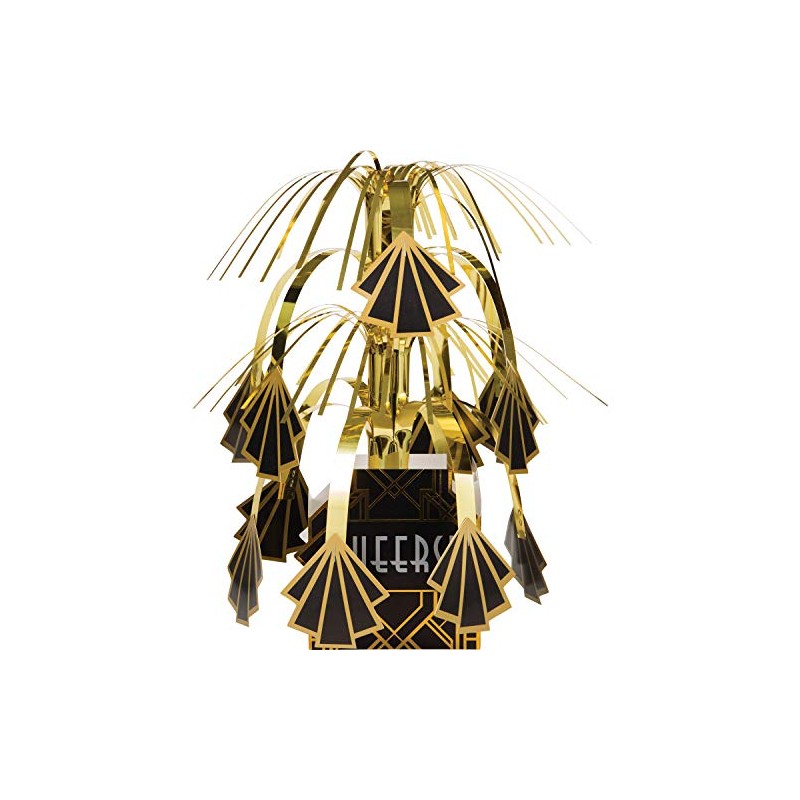 Creative Converting Centerpiece, 9" x 10", Black and Gold