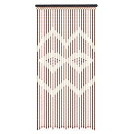 Eapmic Wood Beaded Curtain, 27 Lines Dense Fringe, Handmade Wood Beaded Door, Coffee White, 90*175 cm, for Porch Bedroom Living Room Divider