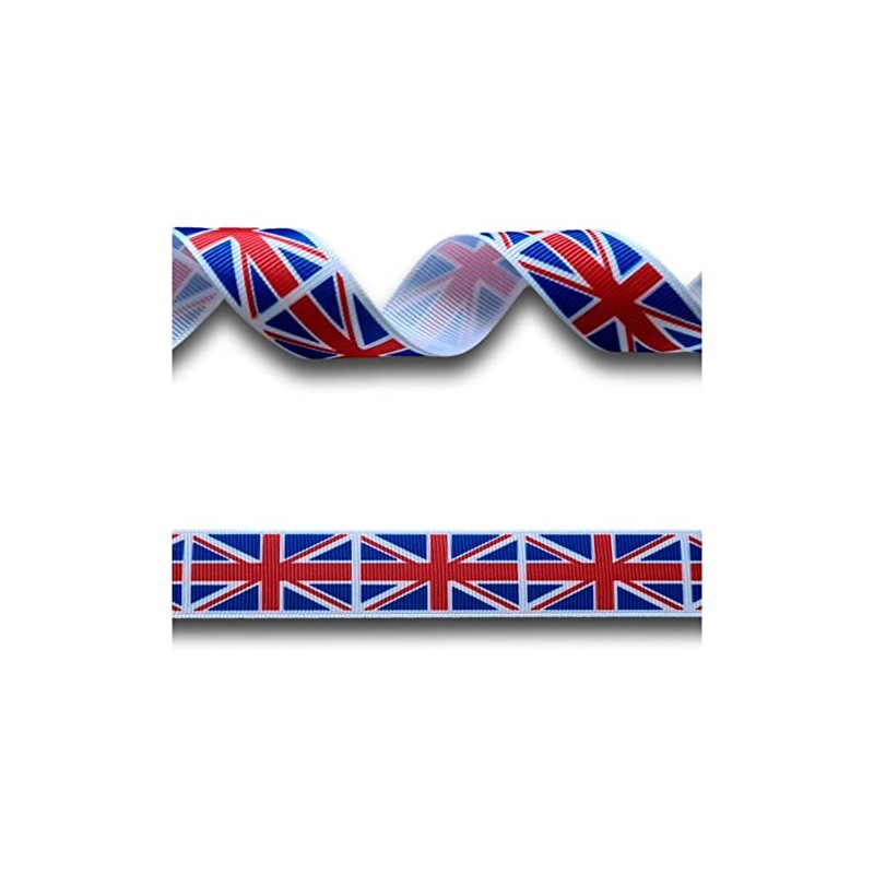 2 Yards (1.82 metres) Union Jack Flag Grosgrain Ribbon 22mm
