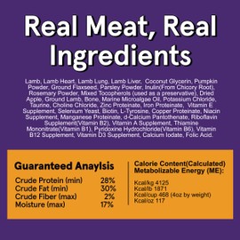 Real Meat Air Dried Dog Food w/ Real Lamb - 2lb Bag of USA-Crafted Grain-Free Real Meat Dog Food Sourced from Hormone-Free, Free-Range, Grass-Fed Lamb - Digestible, All Natural, High Protein Dog Food