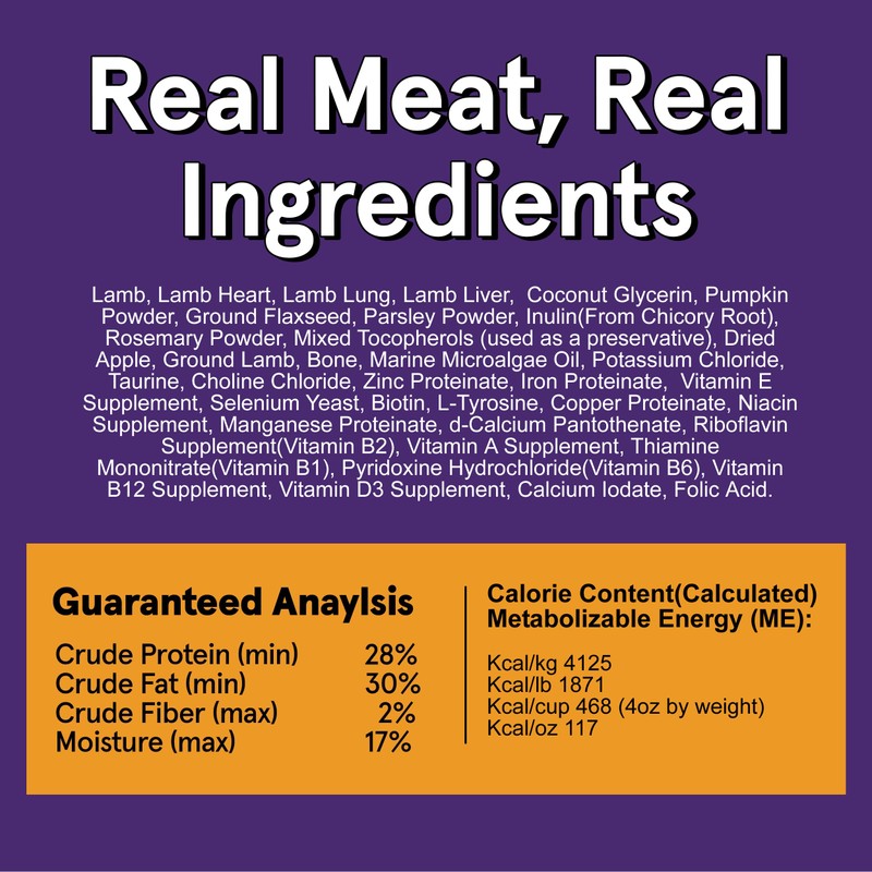Real Meat Air Dried Dog Food w/ Real Lamb -
