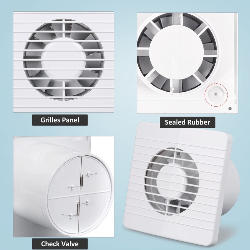 Hose Vary 4 Inch Wall-Mounted Exhaust Fan, Small Bathroom Fan,