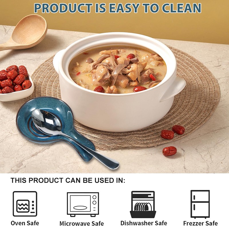 Spoon Cradle, Ceramic Spoon Rest Large Heat-Resistant Cooking Spoon Rest