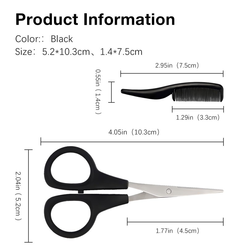 2 Pack Men's Beard & Mustache Scissors & Mini Comb