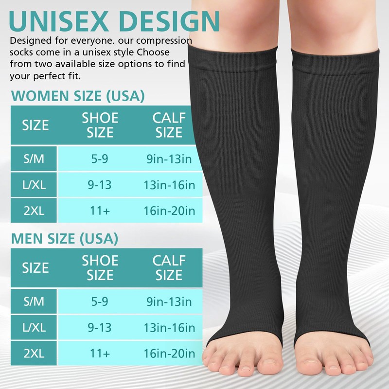 Pack of 3 Open Toe Compression Socks for Men and
