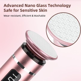 Electric Foot File Callus Remover - 3 Speeds & 4 Nano Glass Heads for Smooth Feet - Professional Pedicure Tool for Dead Skin, Hard & Cracked Heels - Rechargeable & Portable