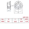 10pcs M10 x 1.25mm Hex Flange Nut Fine Serrated Thread