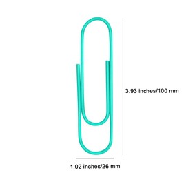 50 Pack Large 4 Inches Long Jumbo Paper Clips - 100mm Office Supply Accessories - Cute Paper Needle - Heavy Duty Bookmark(Turquoise)