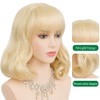 Blonde Curly Womens Wig Retro Wig with Bangs Shoulder Length