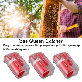 Bee Queen Marker Cage, Queen Marking Cage, 3Pcs Queen Bee Marking Cage Catcher Plastic One Handed Bee Queen Marker Bottle Beekeeping Tools for Beekeepers(Red)