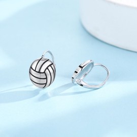 Volleyball Earring 925 Sterling Silver Volleyball Hoop Earrings Sports Jewelry Gifts for Women Girls
