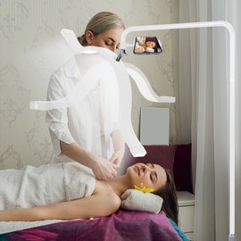 LGEXRCH Lash Light for Eyelash Tech，LED Half Moon Light for Lash Extension with Phone Holder, Warm to Cool Light for Eyelash/Skincare/Tattoo (White)