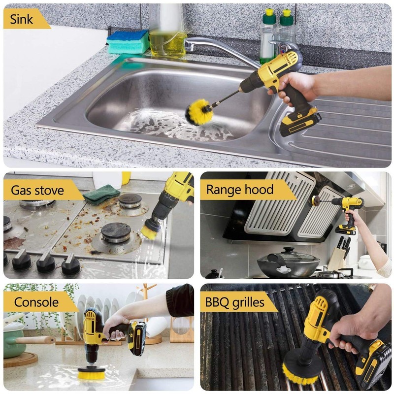 4/5 Piece Drill Brush Attachment Set - Power Scrubber Brush