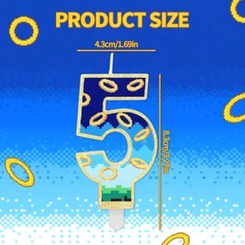Blau & Gold Geburtstagskerze, Zahlenkerze Cartoon-Motto Kuchendeko Partyzubehör für Jungen Mädchen Kinder Geburtstag Baby Shower (Zahl 5)
