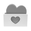 Set of Four Grey Heart Shaped Coasters in White Holder
