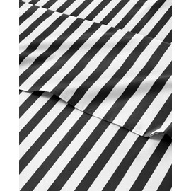 Striped Sheets - Black & White Striped Sheets - 1 Flat & 1 Fitted & 1 Pillowcase w/ Deep Pockets – Wrinkle & Fade Free - Soft, Breathable & Cooling – Luxury Pinstripe Bedding - Twin XL Size Bed Set