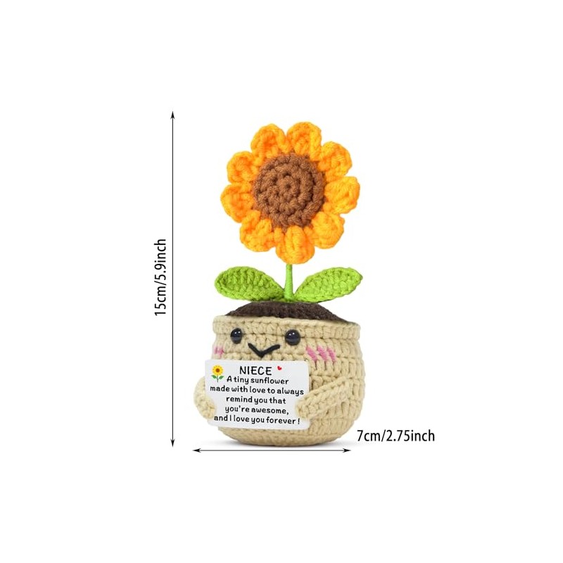 JETTOP Niece Gifts- Niece Birthday Gift Positive Crochet Sunflower Gift