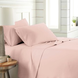 Southshore Super Soft Double Brushed Queen Sheet Set, Pink Microfiber Bed Sheets 4 Piece Set, Deep Pocket Fitted Sheet, Flat Sheet, 2 Pillowcases; Many Room Decor Aesthetic Colors