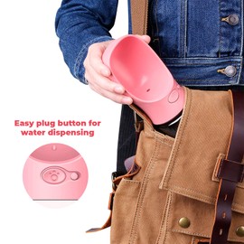 Edipets, Dog Water Bottle for Travel, Portable Dog Water Bottle, 350 ml, Antibacterial, BPA Free, Ideal for Outdoor Activities (Pink)