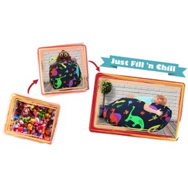 Bean Bag Chair for Kids - Stuffed Animal Toy Storage Cover with zipper - Dinosaur X-Large - Toddlers, Teens, Boys, Girls - Playroom, Bedroom Decor