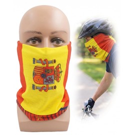 TISCH Passamontagna Viso Scaldacollo 1 Pezzo, Fascia Bandana Multifunzione con Protezione Solare Anti-UV, Traspirante e Leggero per Ciclismo Moto & Sport Estivi all'Aperto.(bandiera spagnola)