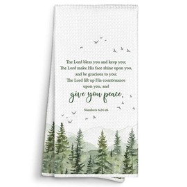 Sviojuce Woodland Christian Scripture the Lord Bless You Kitchen Towels Decorative 16x24, Bible Verse Numbers 6:24-26 Dish Towel Cloths Dishcloth Tea Towel, Religious Bathroom Kitchen Hand Towel Decor
