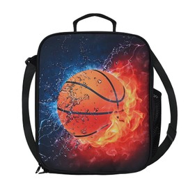 TOWEAR Basketball Lunch Box Bag Insulated Lunch Bag for School Work Picnic Basketball Sport Tote Lunch Box Containers Cooler Bag