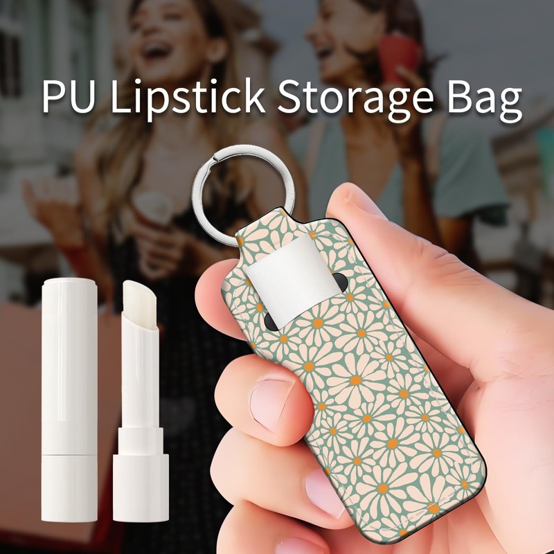 PLKTJOSA Cute Lip Gloss Keychain Holder, D-Ring Chapstick Holder for