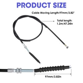 1.23 Meters Motorcycle Clutch Drive Control Cable, PVC Plastic Rubber Coated Motorbike Throttle Linkage Line Spare Self-actuated Wire with Adjuster for 150cc 200cc 250cc ATV Dirt Bike Scooter Go Kart
